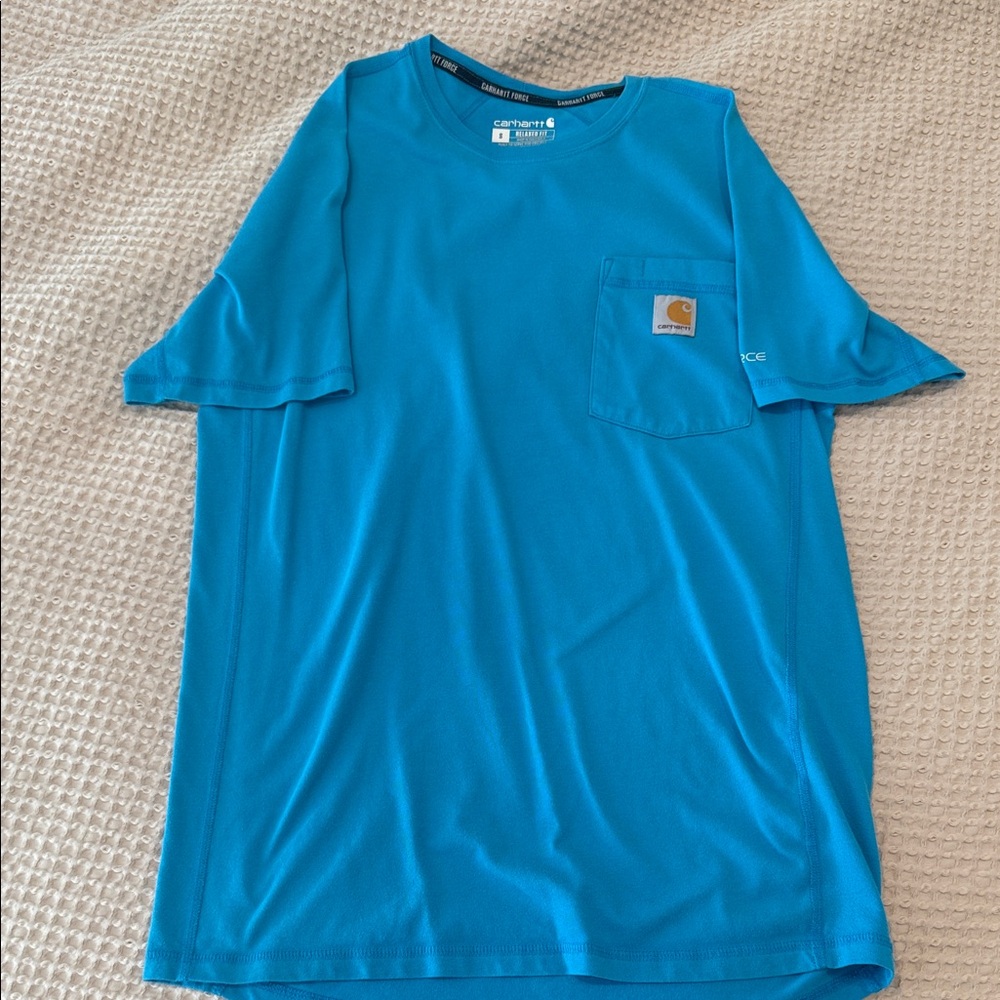 Carhartt Men’s Short-Sleeve Pocket Tee in Bright Teal Blue
